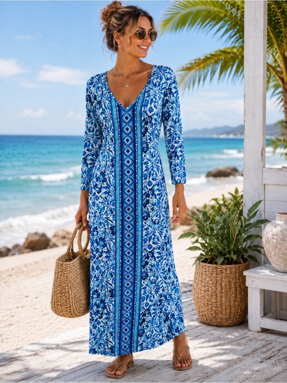 Lilly Pulitzer anissa maxi long sleeve dress XS high manetenance iris blue knit